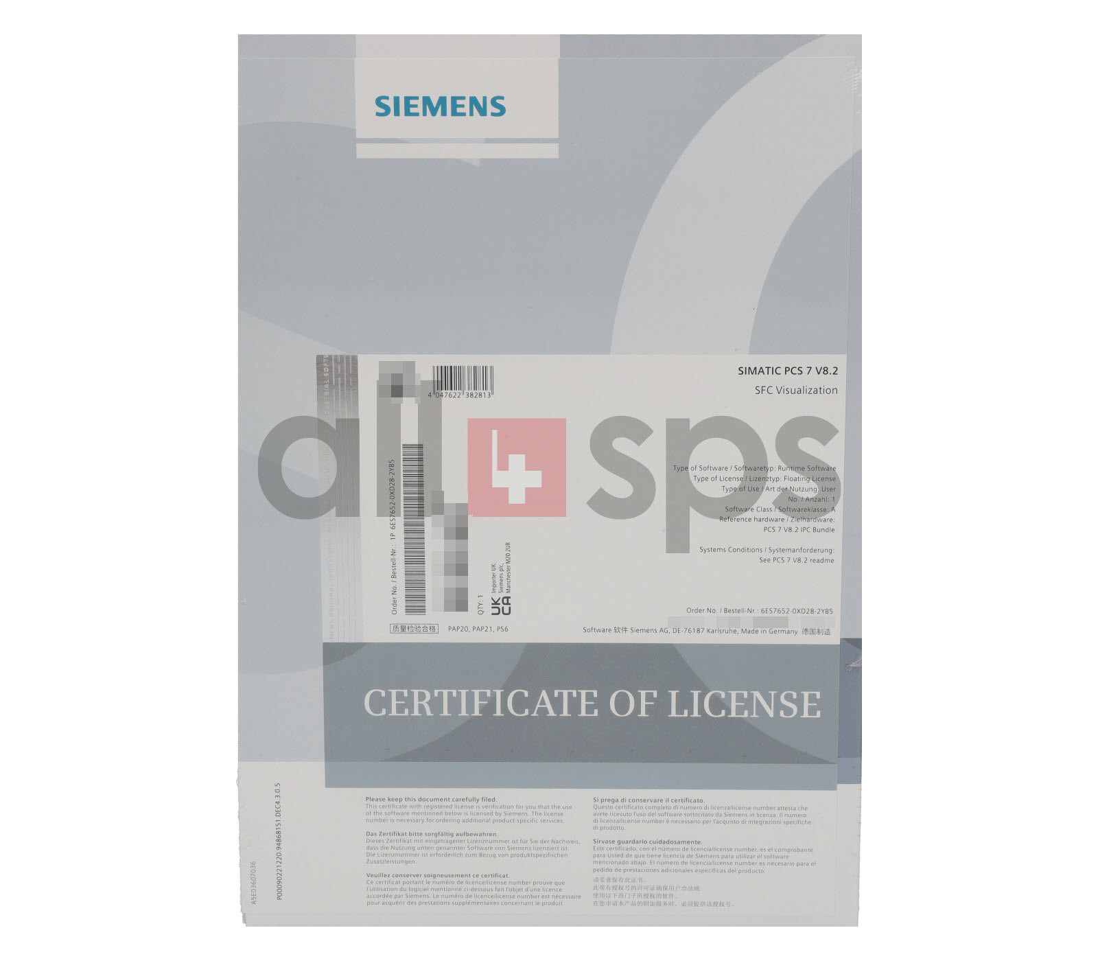 SIMATIC PCS7 SOFTWARE SFC VISUALIZATION V8.2 - 6ES7652-0XD28-2YB5 (NS)