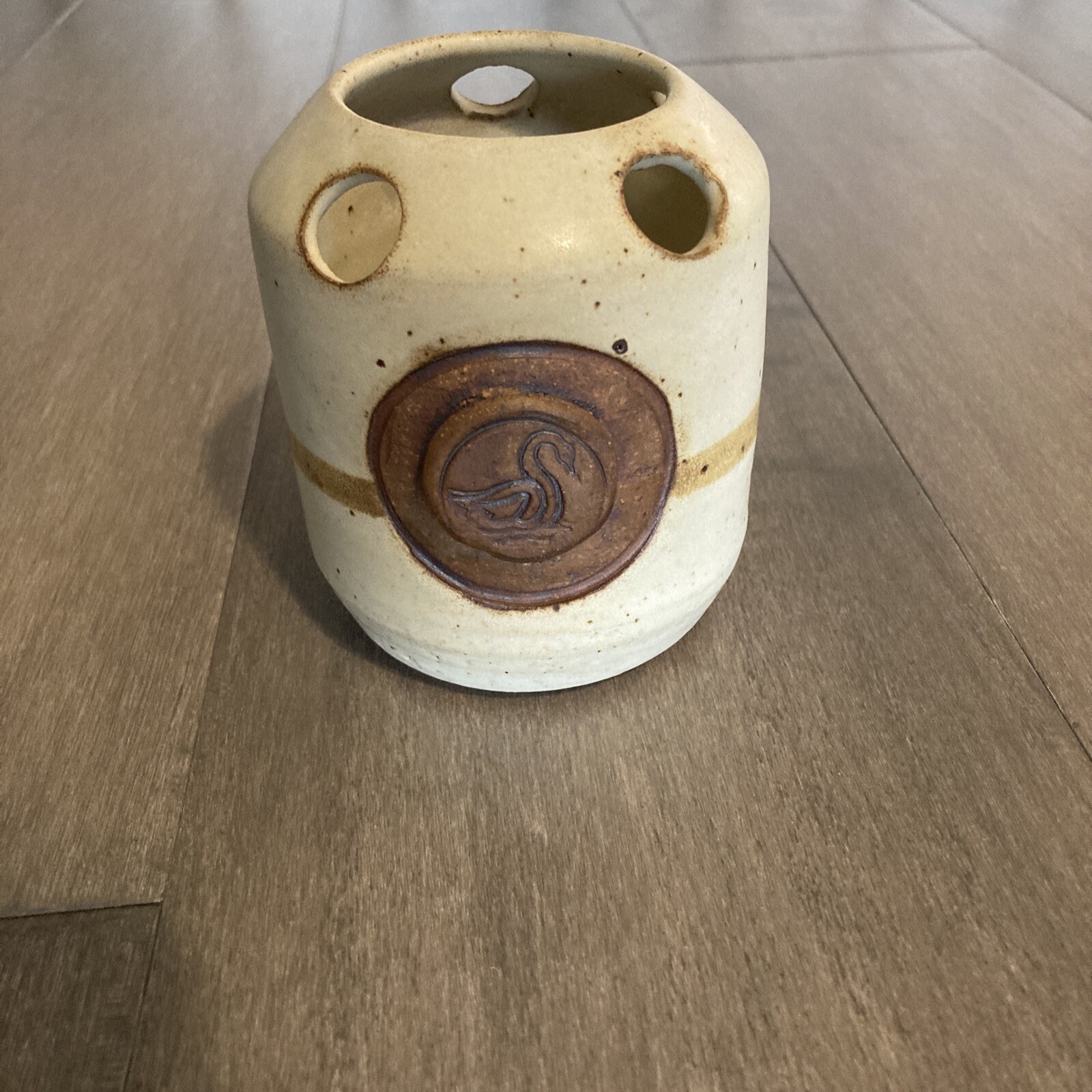 Vintage Schwans Ice Cream Stoneware Pencil/Toothbrush Holder; New in Box