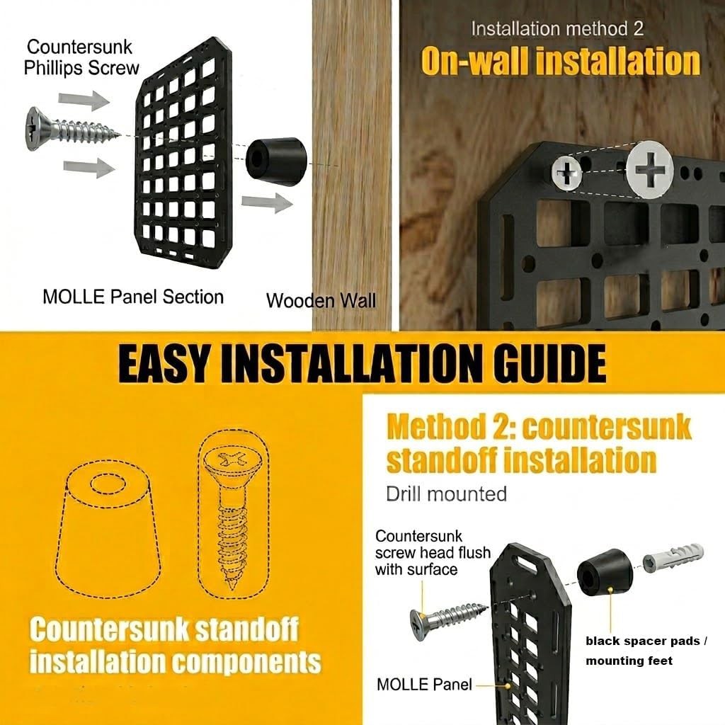 Rigid MOLLE Panel Wall Mount Organizer ABS 15.7x11 Inch Modular Storage Rack