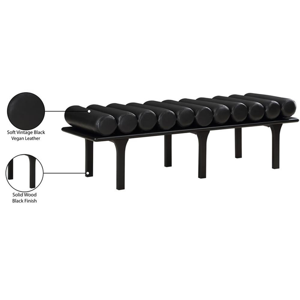 Maklaine Modern / Contemporary Black Vegan Faux Leather Bench