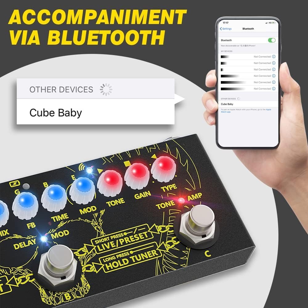 Professional Guitar Effects Processor - Wireless Playback & Compact Design