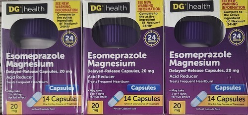 THREE Esomeprazole Magnesium 20mg Heartburn 24 Hour Relief 14 Capsules Each 9/27