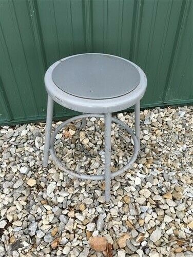 Industrial Gray Metal Drafting Stool Round Adjustable Metal Factory Stool a,