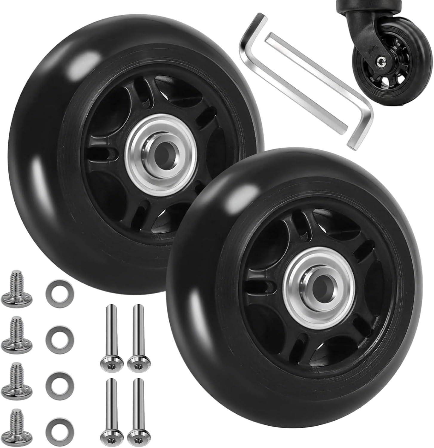 Luggage Wheels 2Pcs 75x24mm Rubber Suitcase Replacement Kit Durable Repair