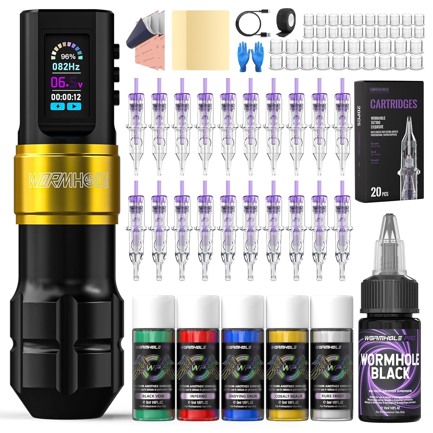 Wormhole Tattoo Gun Wireless Kit – Professional Rechargeable...