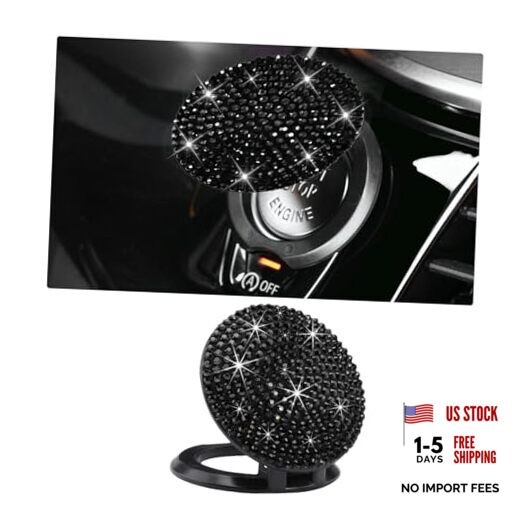 Bling Car Push Start Button Cover, Anti Scratch Ignition Protective Cap, Black