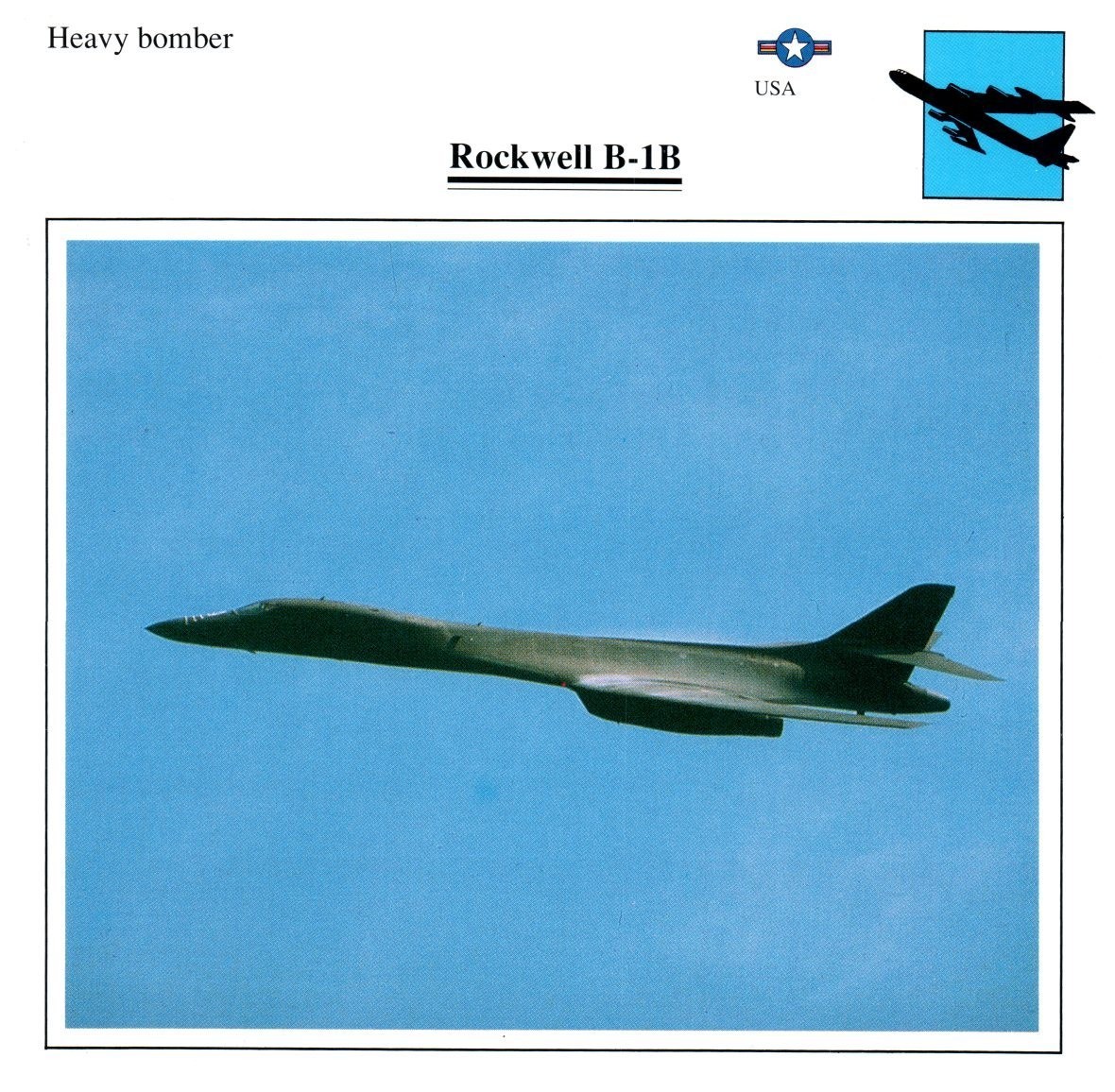 Rockwell B-1B Edito Service Warplane Air Military Card USA