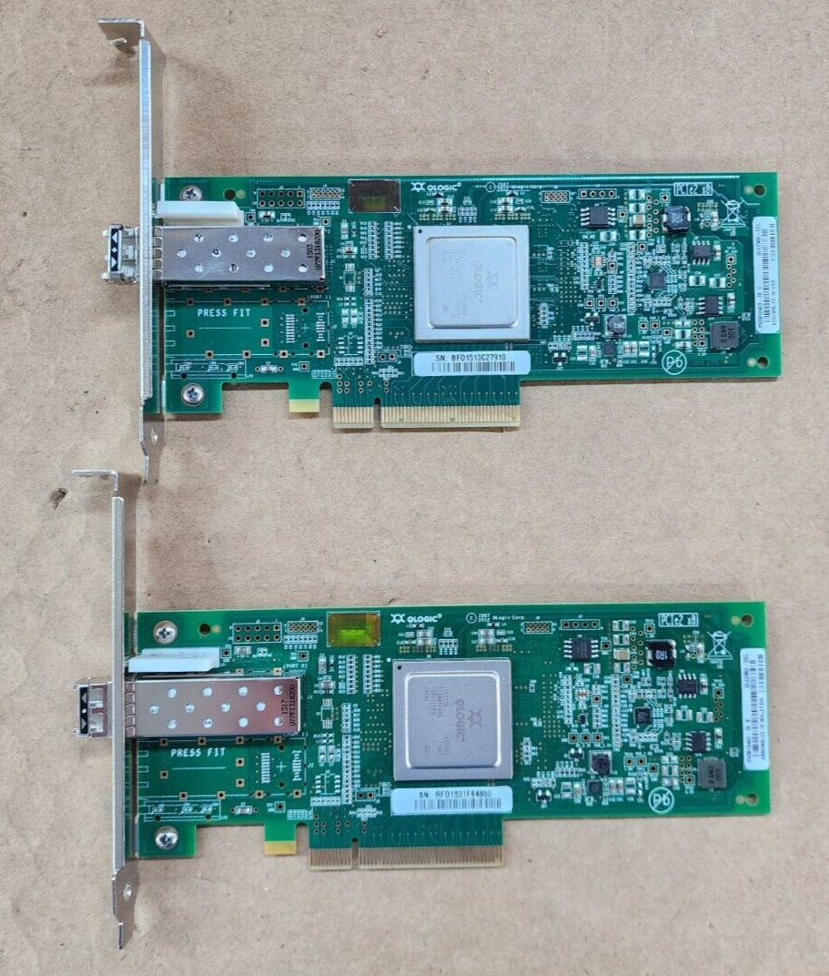Lot of 2 Dell R1N53 Single Port 8GB Fiber Channel PCIe Host Bus Adapter HBA Card