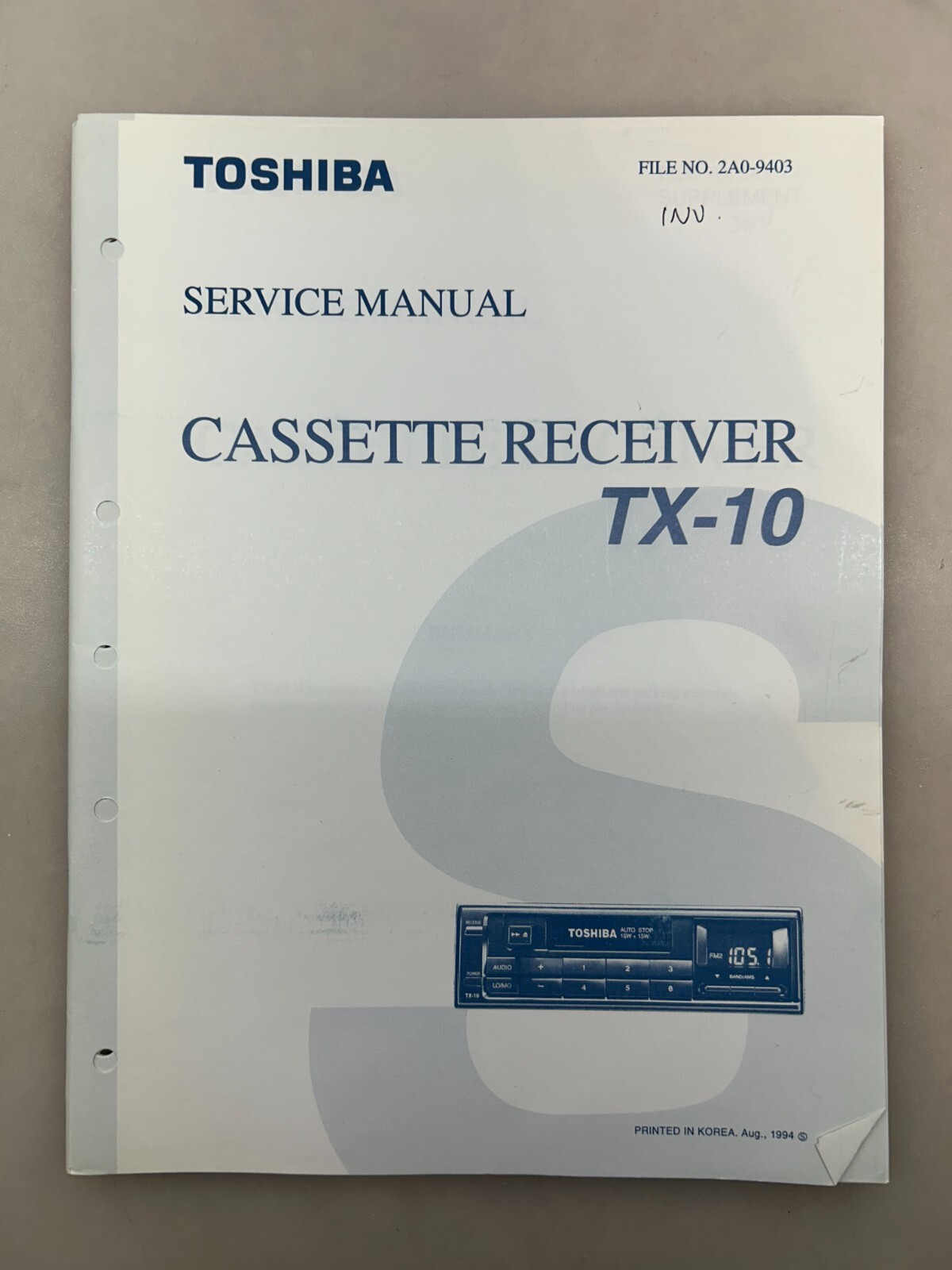 Toshiba TX-10 Original Service Manual Free Shipping