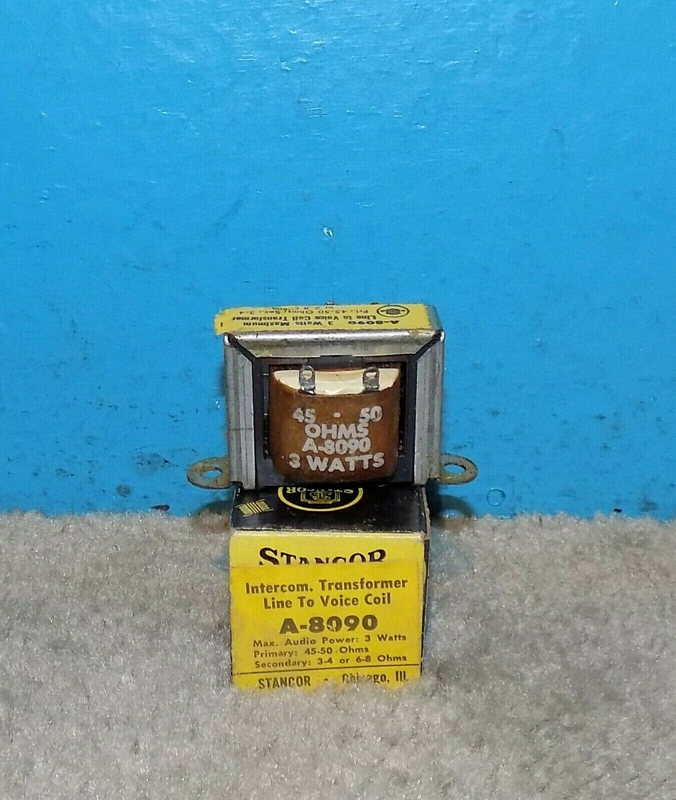NOS/NIB Stancor A-8090 Line To Voice Coil Transformer 45-50Ω to 3-4 or 6-8Ω 3W