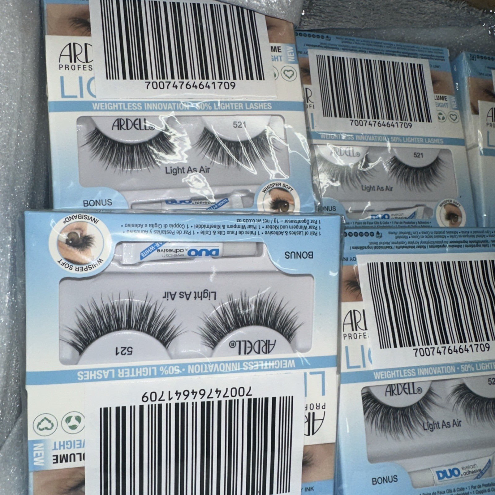 Ardell False Eyelashes Light As Air 521 Black Less Weight  Lot Of 4
