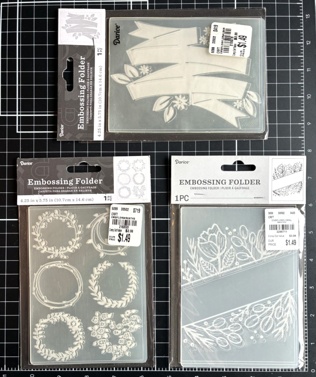 Darice Embossing Folders BANNER FLORAL or FLORAL Header