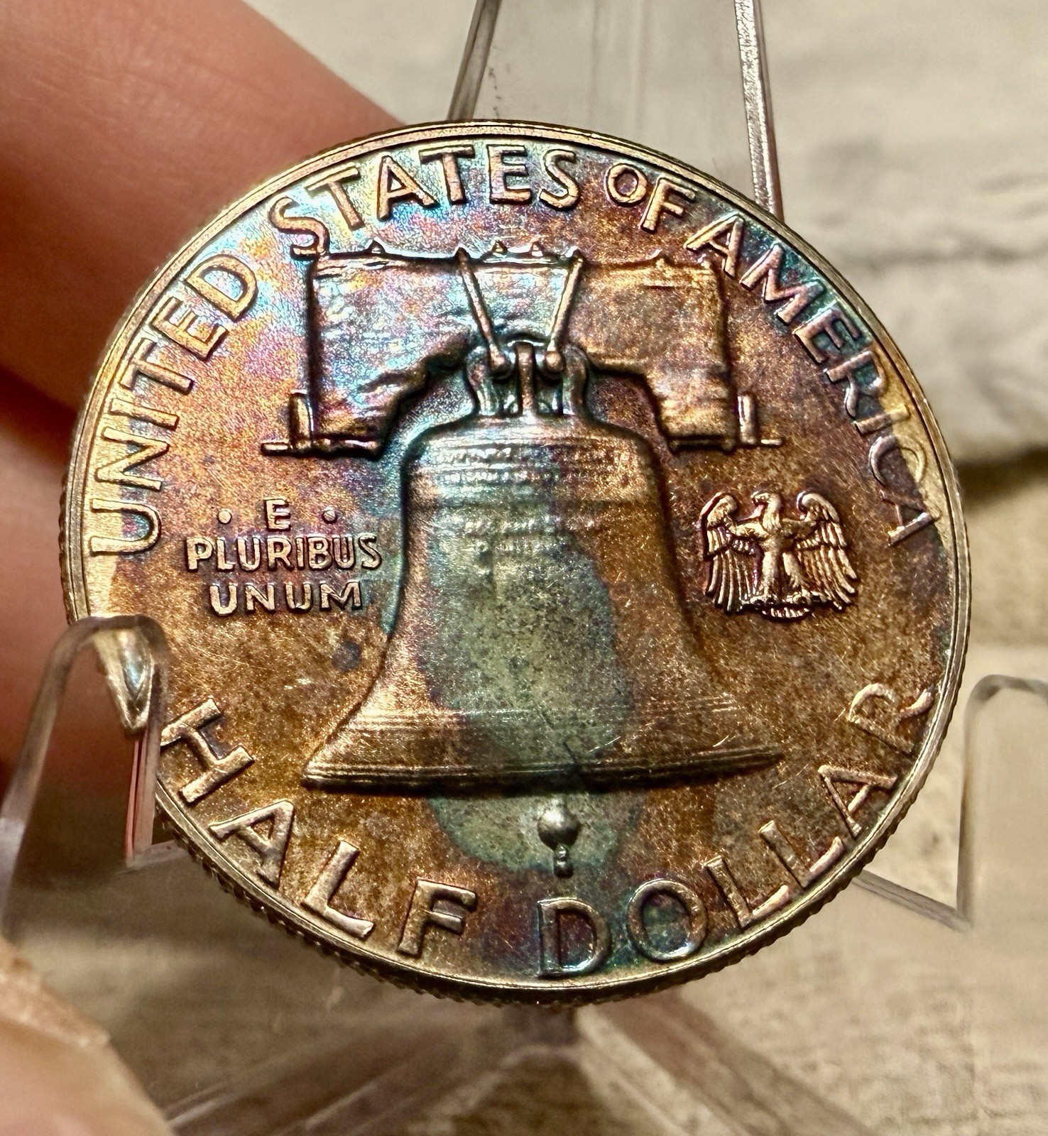1963 Franklin Half Dollar Pristine Gem Proof Rainbow Toned