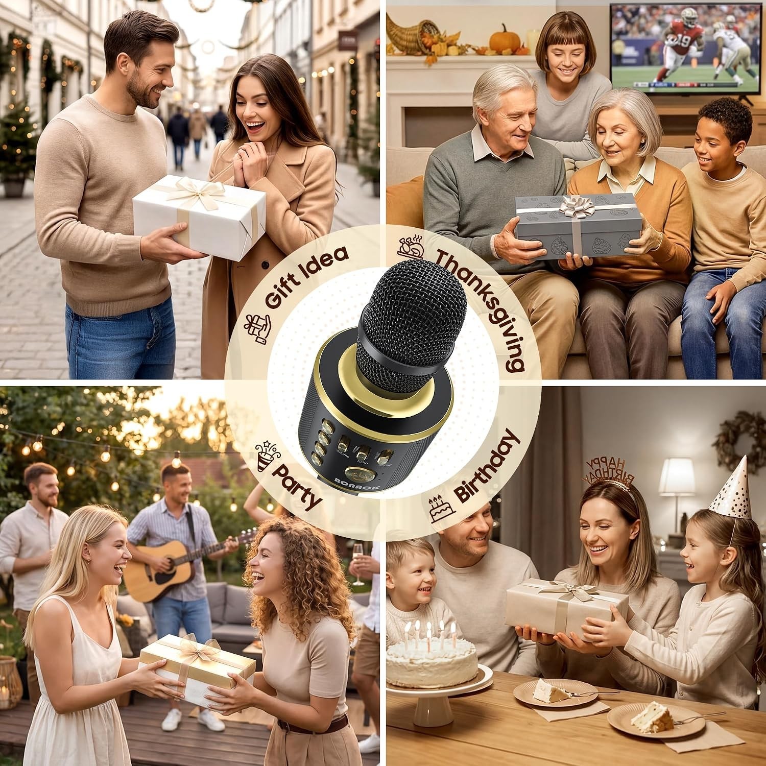 Compact Bluetooth Karaoke Microphone with USB & SD Support - Perfect for Parties