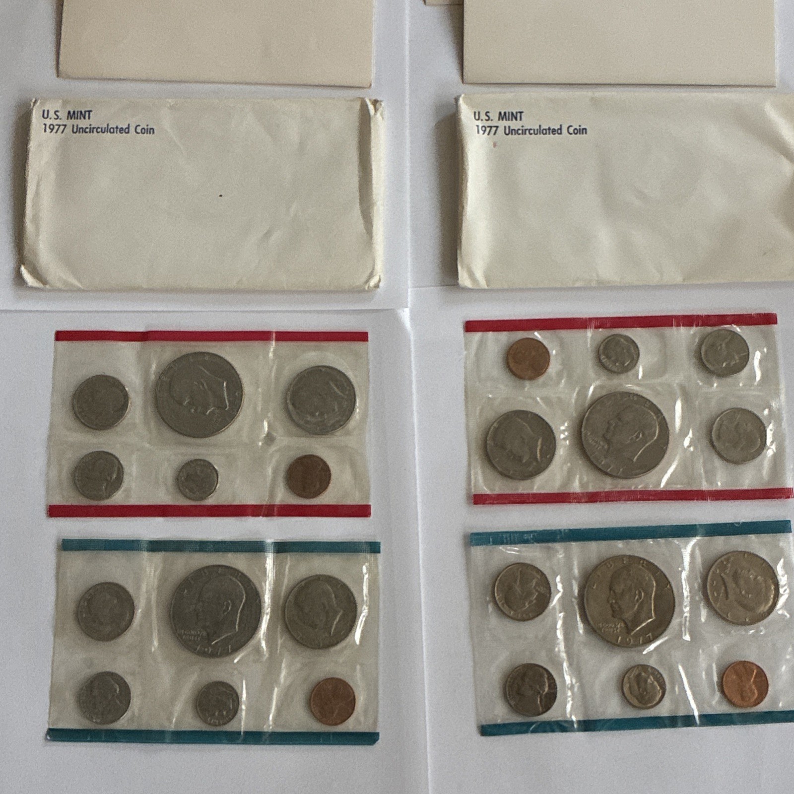 LOT OF 2 - 1977 P & D United States Mint Set 24 Coin Clad Set OGP Envelope
