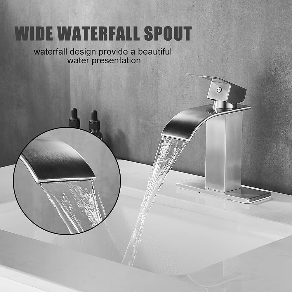 Waterfall Bathroom Sink Faucet Basin Lavatory Single Handle Mixer Tap W/6''Cover