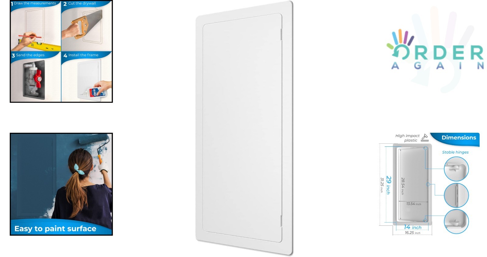 Drywall Access Panel Plastic 14x29 Inch Wall Cover for Plumbing Electrical