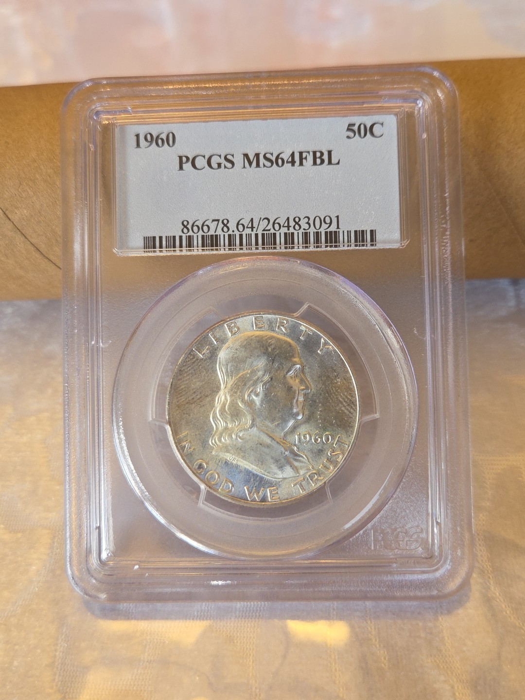 1960 Franklin Half Dollar 50c PCGS MS64FBL  %90 Silver MS64 FBL