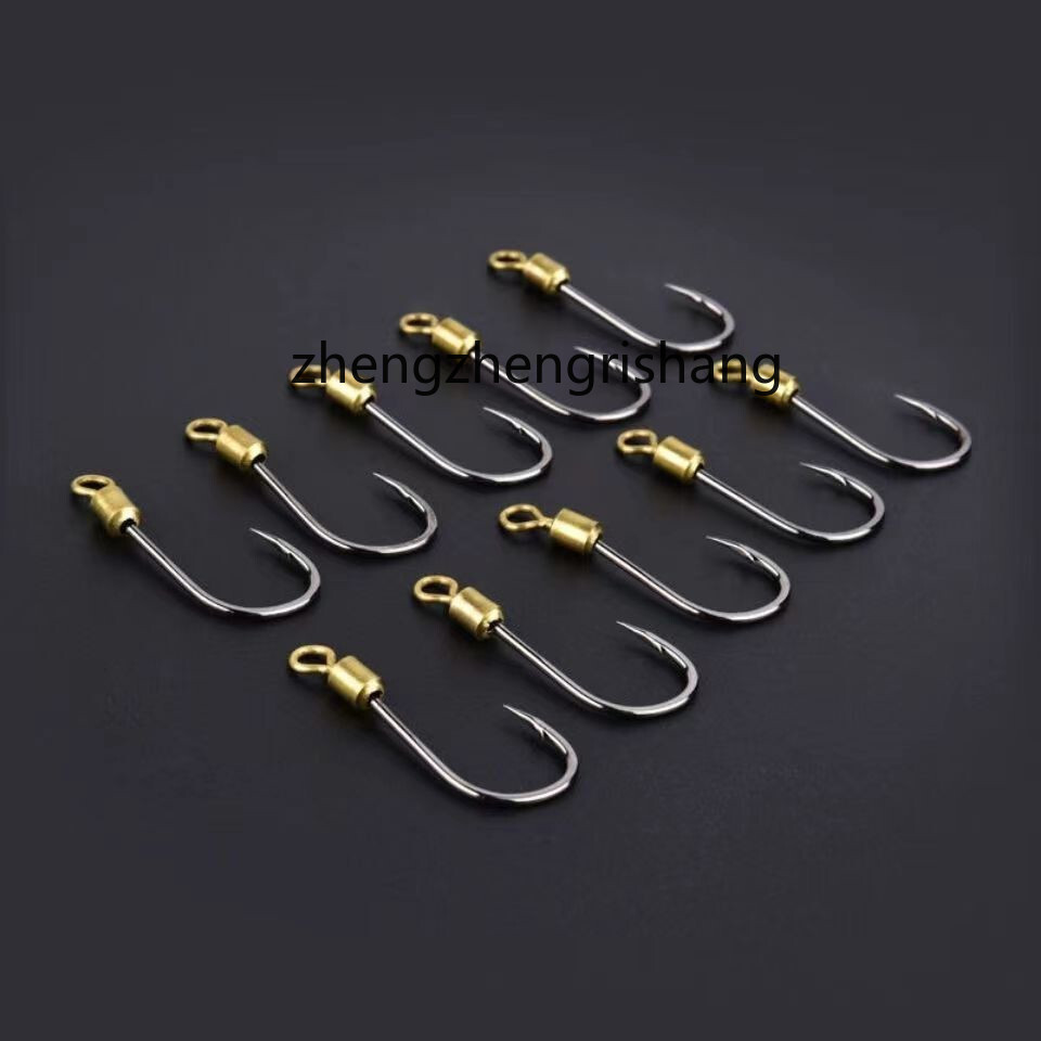 100pcs Soft Insect Jig Copper Swivel Single Hooks HIgh Carbon Steel Fishook