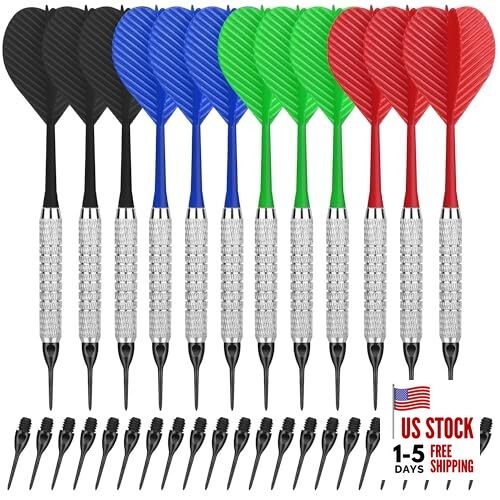 Plastic Tip Darts,12pcs Soft Darts Set with 100 Plastic Tips for Electronic