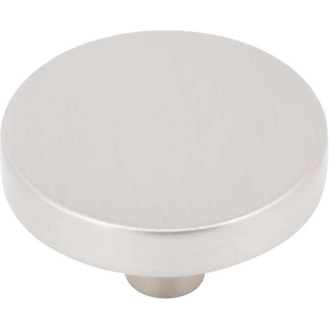 Contemporary Round Cabinet Knob, 1-1/2 Inches, Zinc Base Material, Satin Nickel