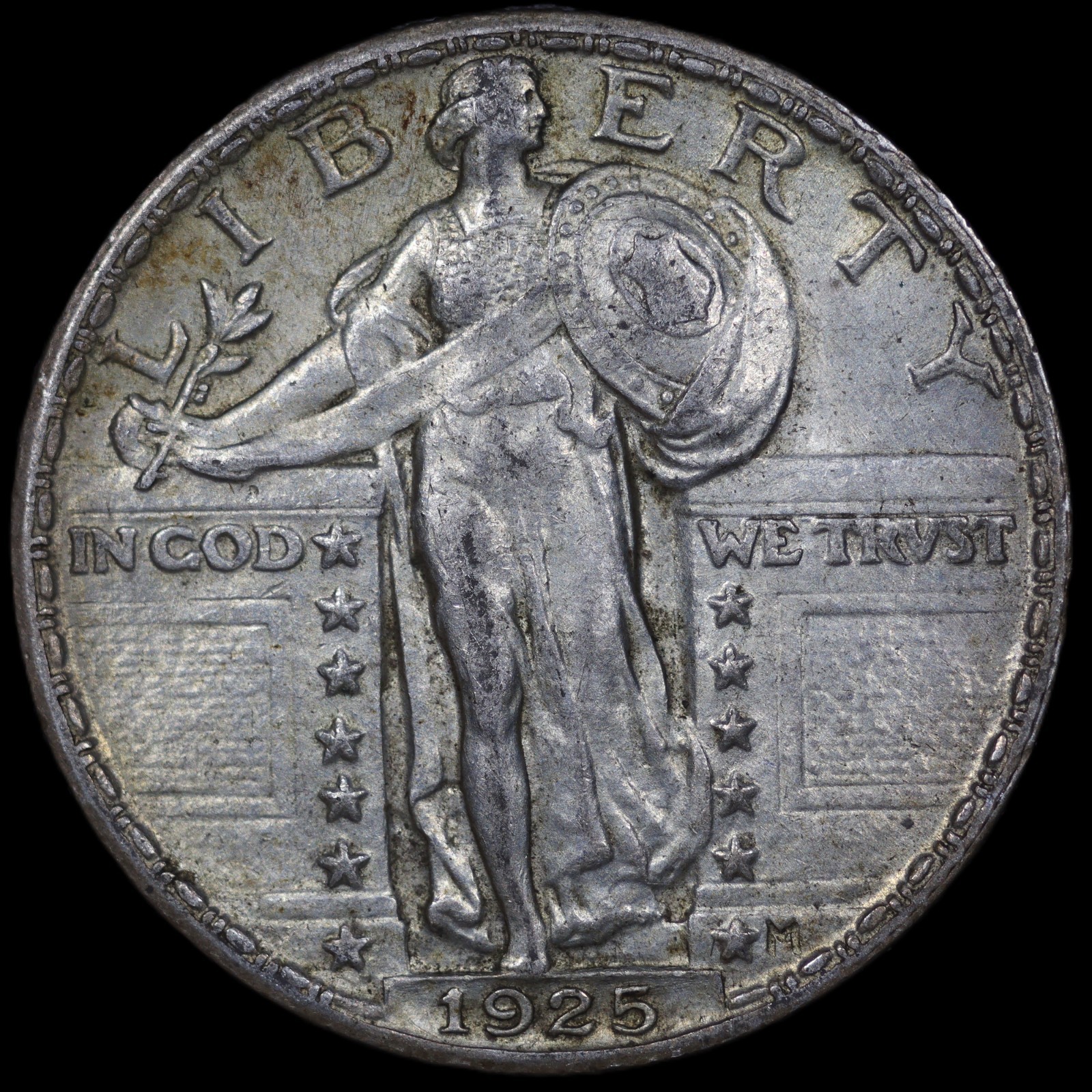 1925 P Standing Liberty Silver Quarter 25C - XF/AU Extra Fine - SKU#1177