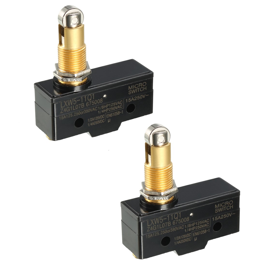 2 Set LXW5-11Q1 1NO + 1NC Panel Mount Roller Plunger Micro Limit Switches