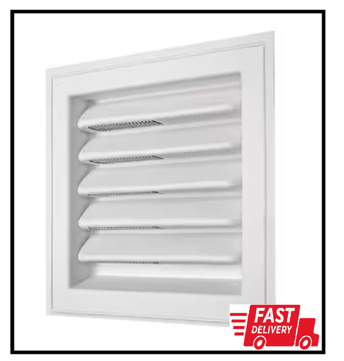 White Plastic Wall Louver, 8x8 inch Static Vent, Ventilation Grille for Walls