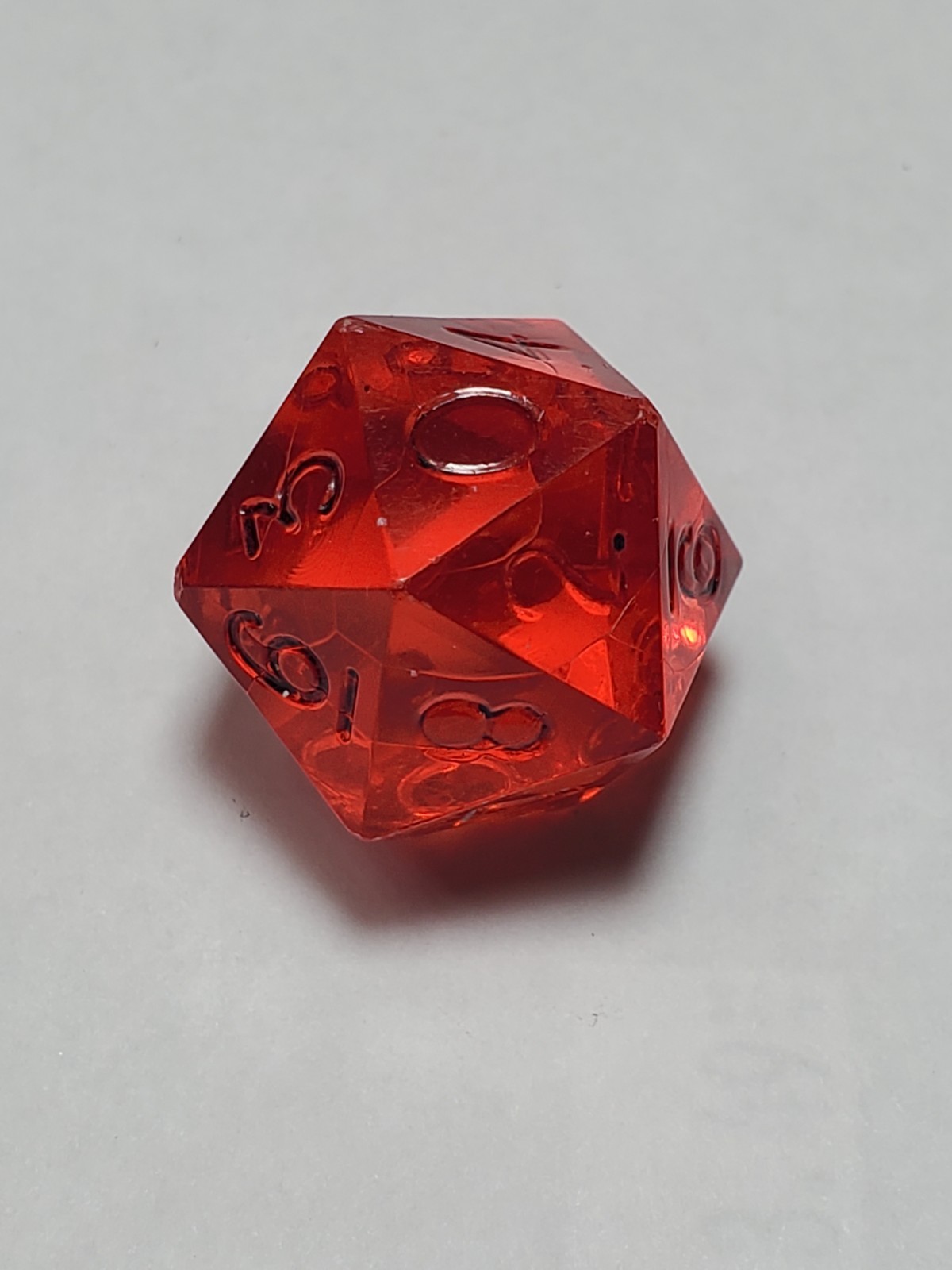 Vintage Armory Transparent Ruby Red 0-9 Twice D20 Die RPG AD&D Dice Sharp