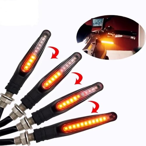 Motorcycle LED Turn Signal Assemblies, Sequential Flow, Yellow Light2V, 83g, 1