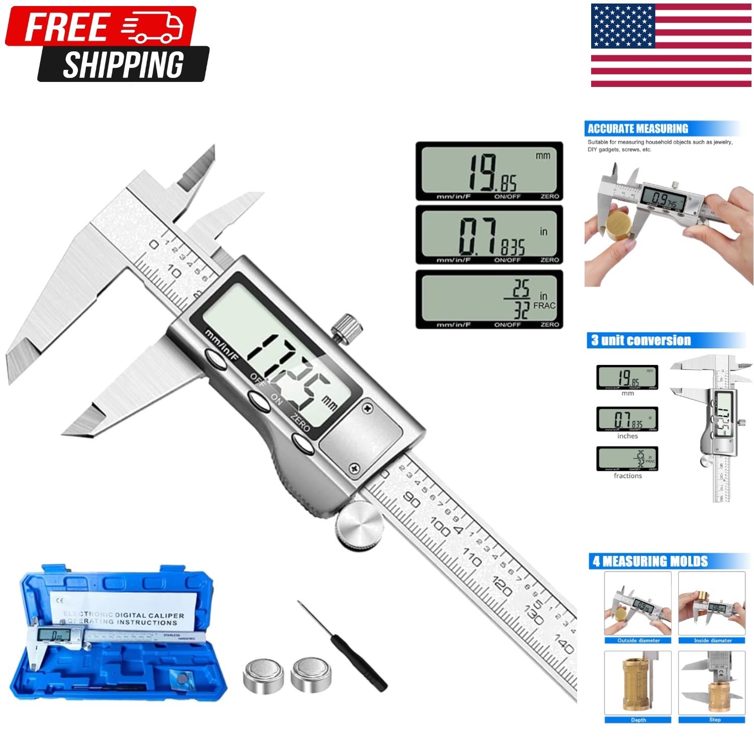 Digital Calipers Measuring Tool 6 Inch | Digital Vernier Caliper...
