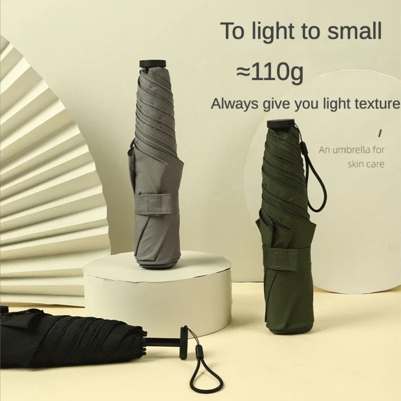 Mini Carbon Fiber Pencil Umbrella Trifold Portable Sun Rain Travel Umbrella