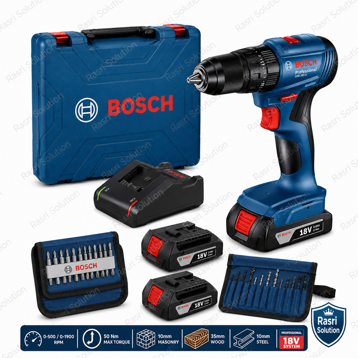 🔥Bosch GSB 185-LI 18V Brushless Cordless Hammer Drill Driver Kit 2 Battery🔥