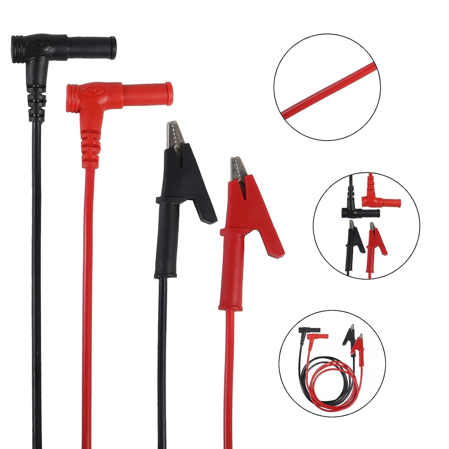 2pcs Multimeter Leads Banana Plug Right Angle to Alligator Clips Soft Cable...