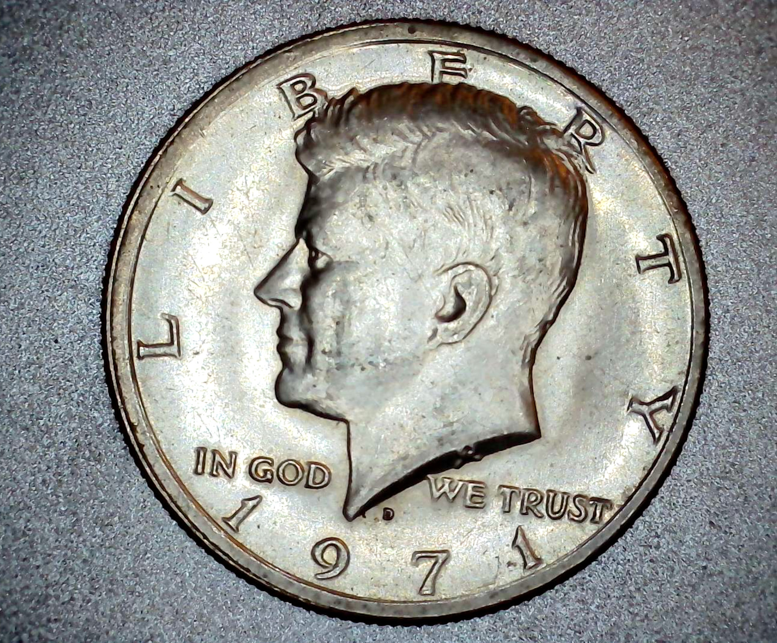1971 D Kennedy Half Dollar Off Center Strike Error Coin