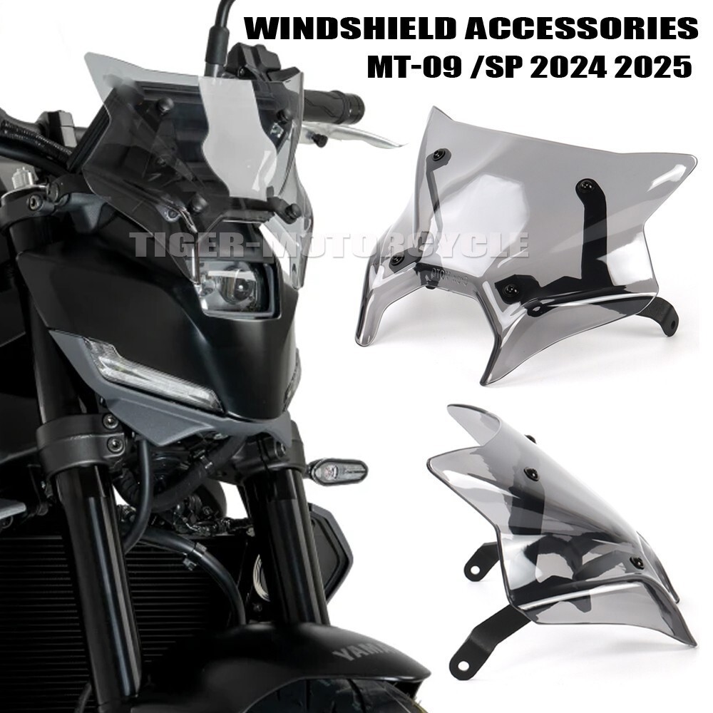 Gray Motorcycle Windshields Windscreen For Yamaha MT09 MT-09 SP 2024 2025 2026