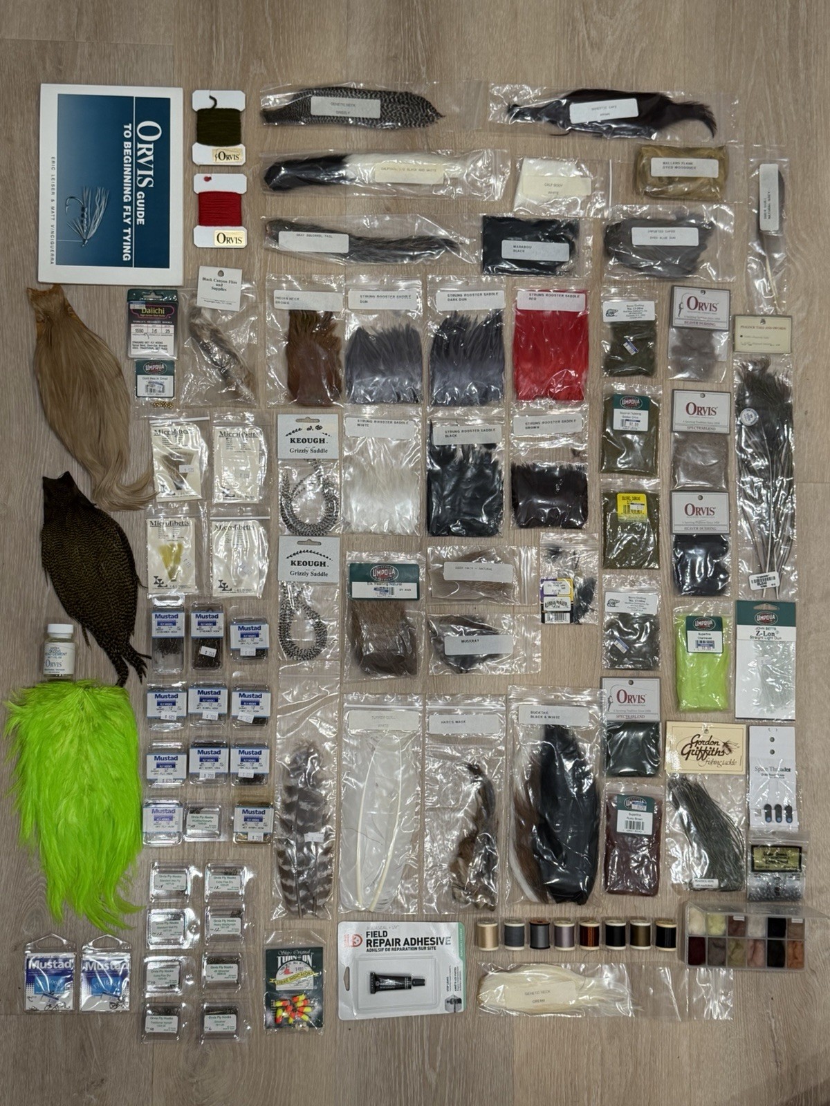 Fly Tying Materials Kit Feathers, Fur, Threads, Hooks (Orvis)