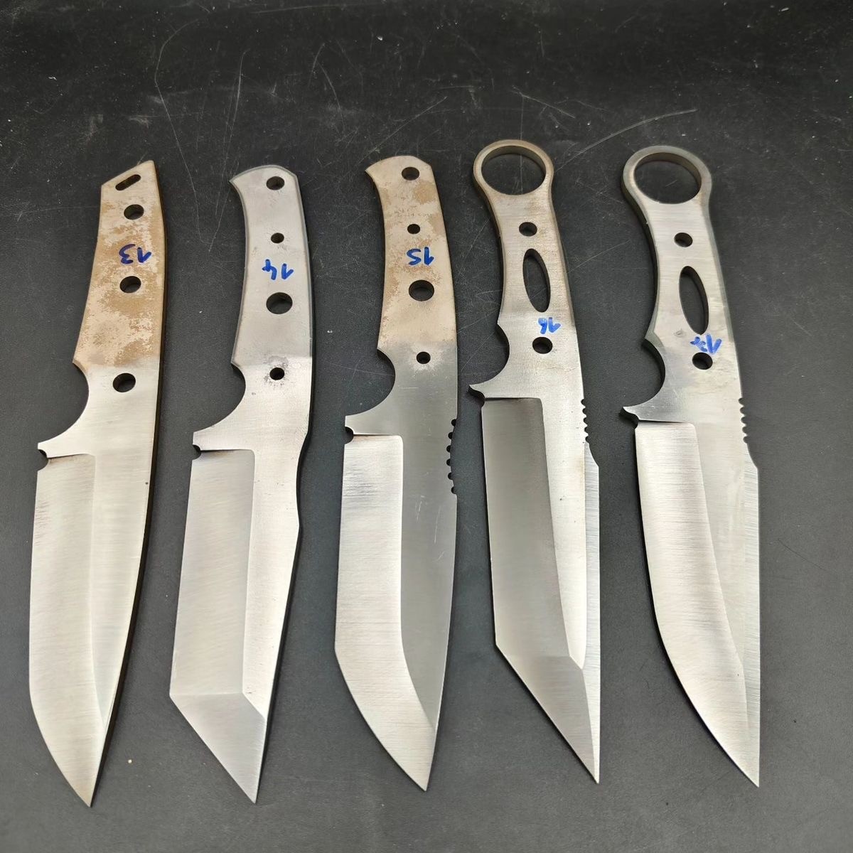 LOT OF 5 CUSTOM HANDMADE D2 TOOL STEEL BLANK BLADES FOR KNIFE MAKING SUPPLIES