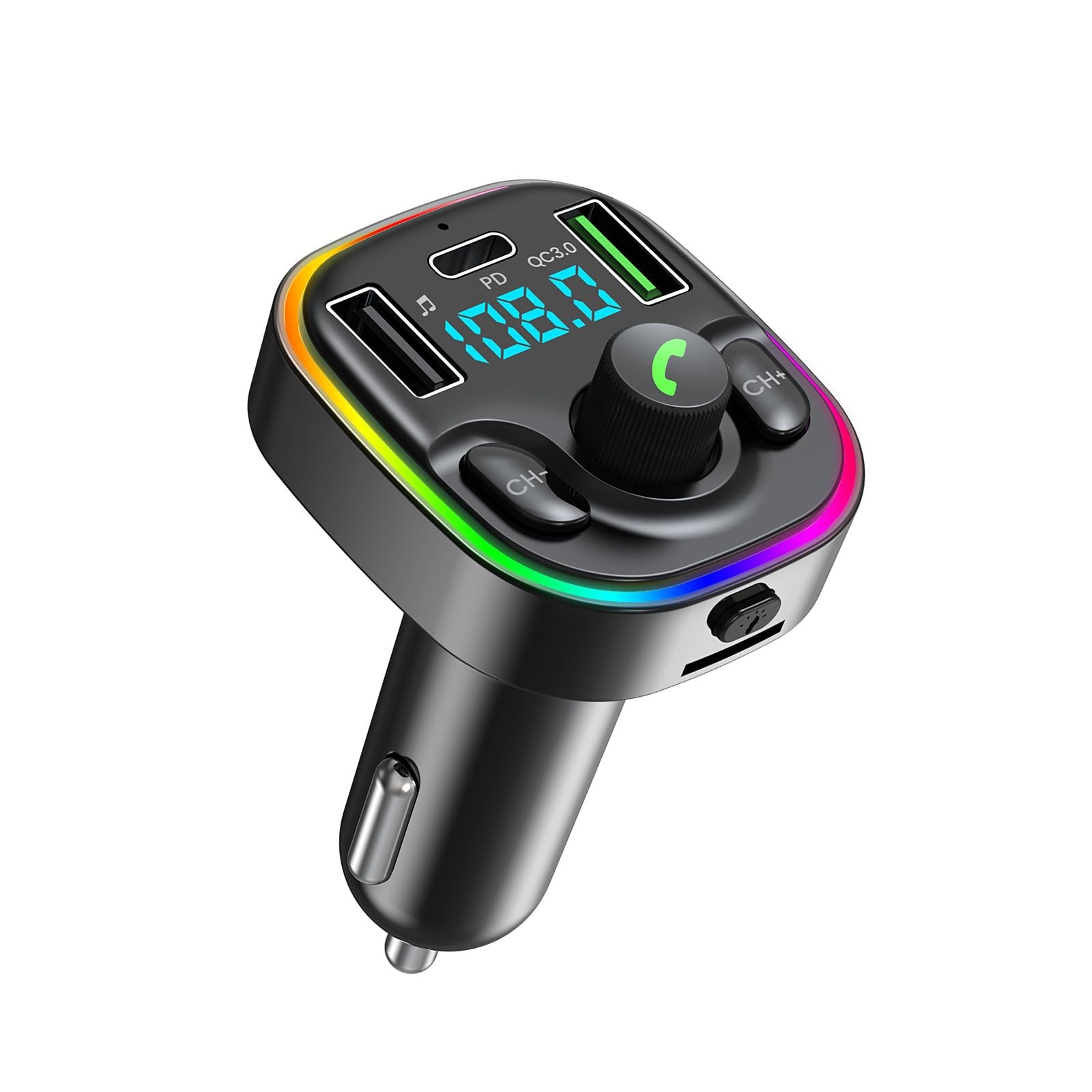 Bluetooth 5.4 FM Transmitter Car Adapter - Car Bluetooth Adapter with Fast Ch...