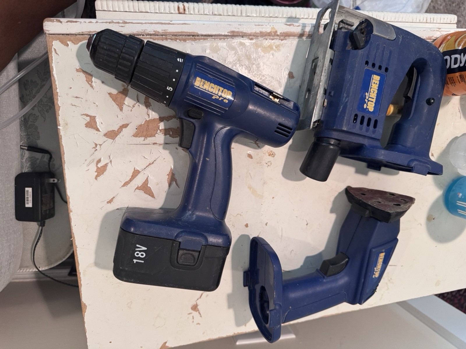 Benchtop Pro Battery Power Tools Set w/ Sander Drill,Jigsaw & Battery