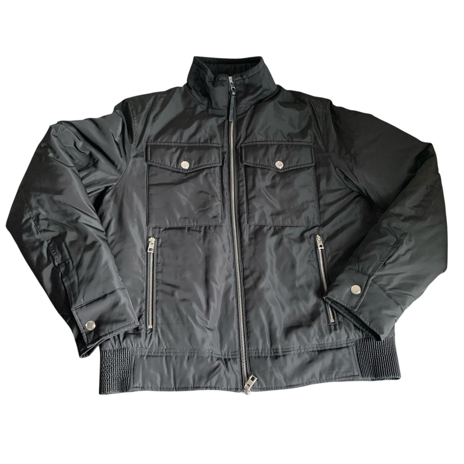 Michael Kors Men's Small Jacket Black Stand Collar Full Zip Front Pockets