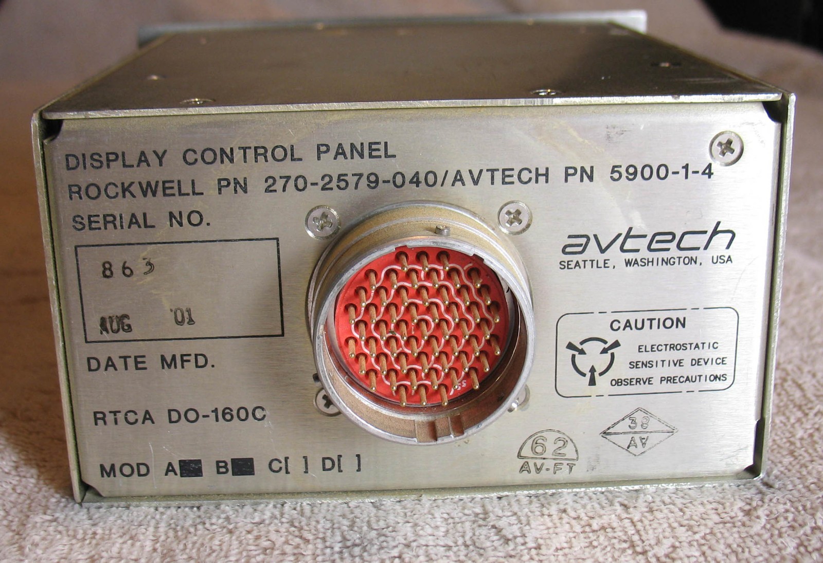 COLLINS DCP-2000 Display Control Panel p/n 822-1719-001