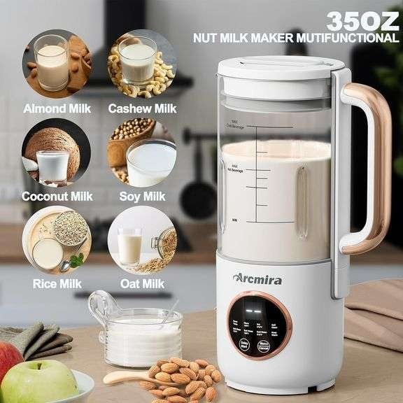 Arcmira 8-in-1 Nut Milk Maker 35oz Almond Soy Oat Dairy-Free Milk Machine Timer