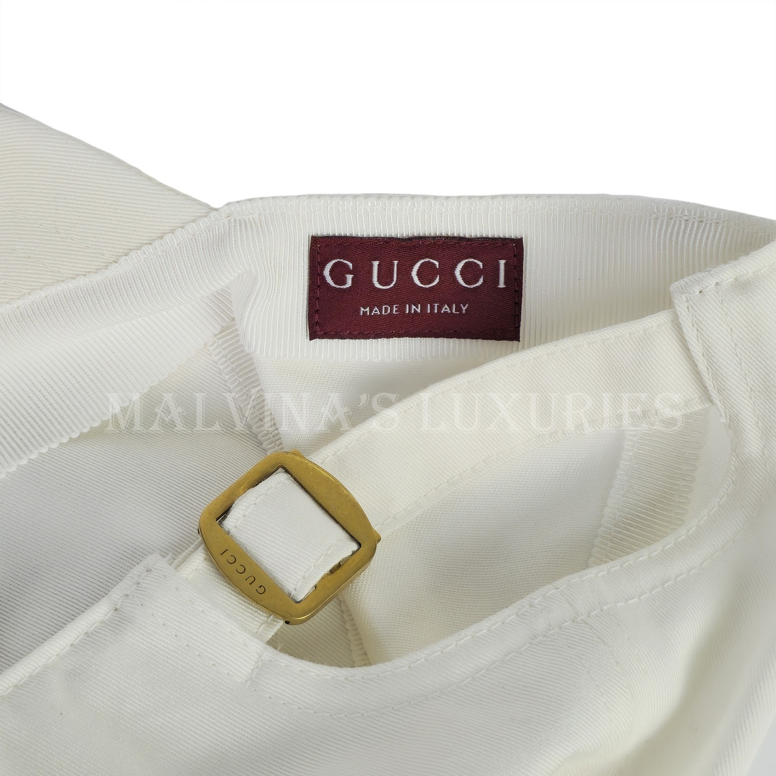GUCCI BASEBALL CAP WHITE COTTON w LOGO EMBROIDERY UNISEX $560 sz S 57cm