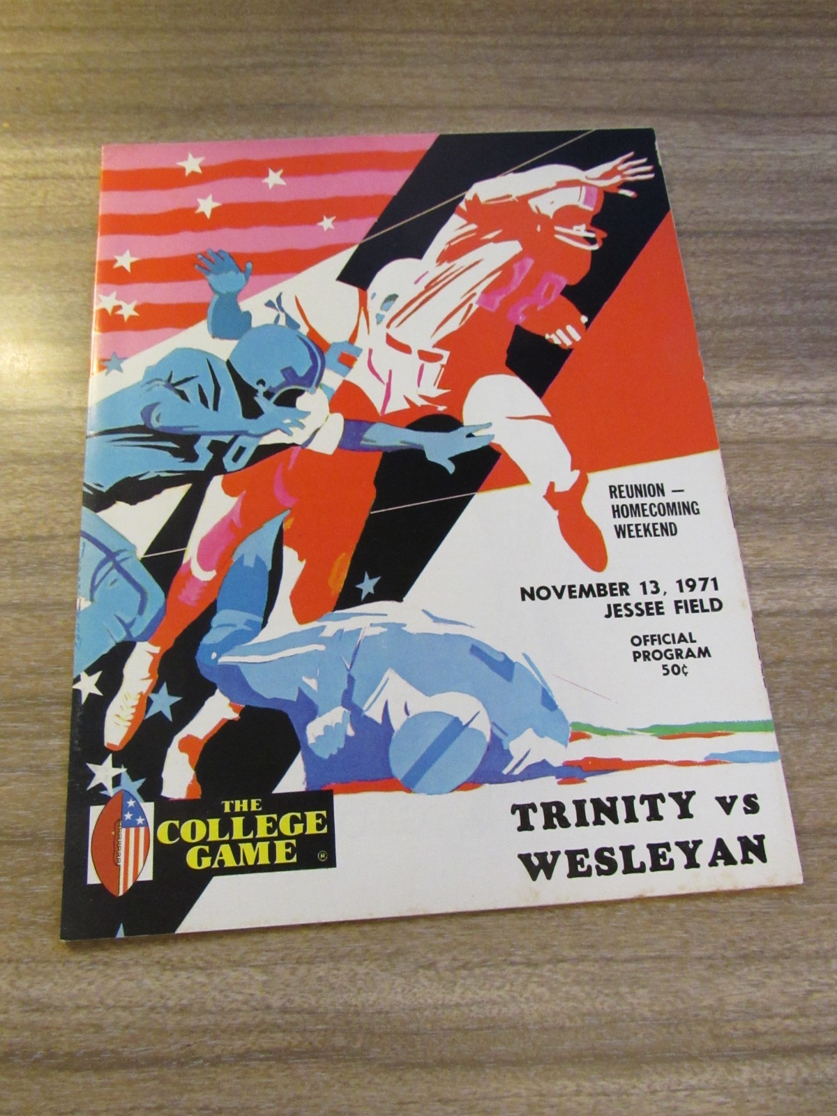 1971 Football Program Trinity Hilltoppers vs. Wesleyan