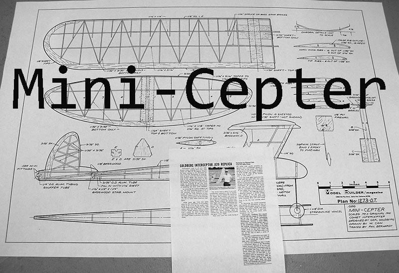Model Airplane Plans (FF): Mini-Cepter 36" for .020 (Carl Goldberg Interceptor)