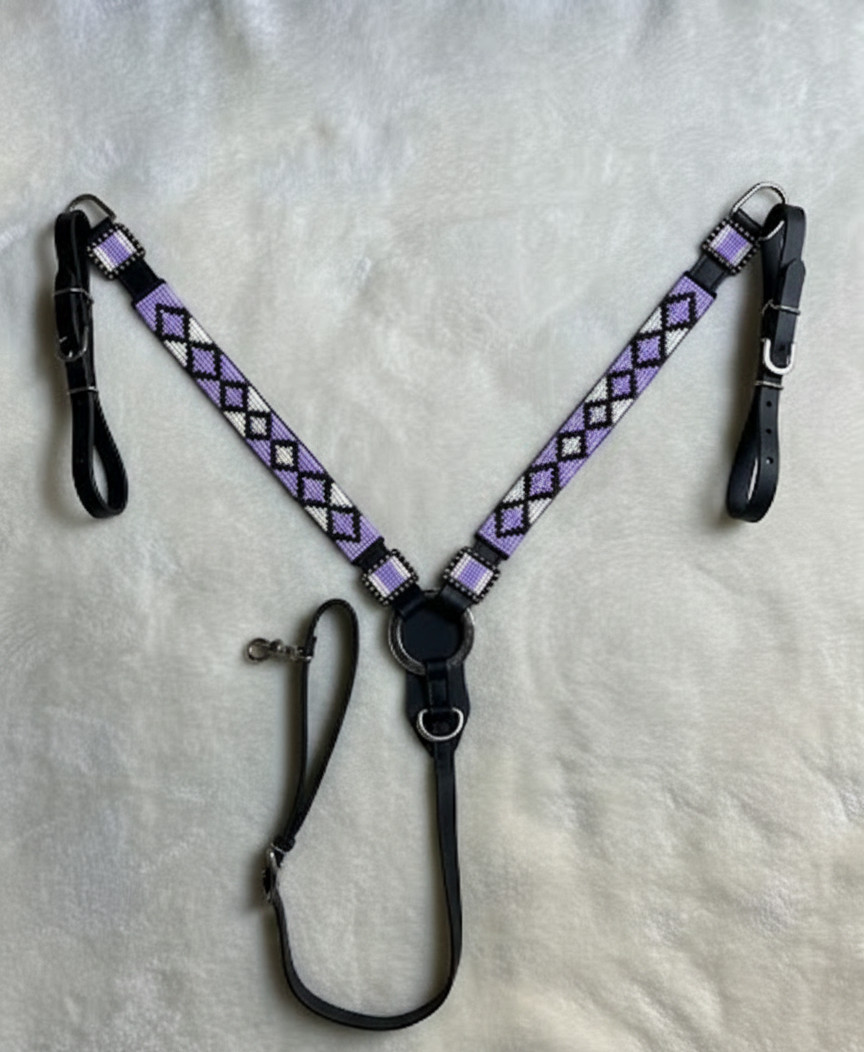 Martin Saddlery Western Premium Leather Equestrian Bead Headstall, Breast Collar