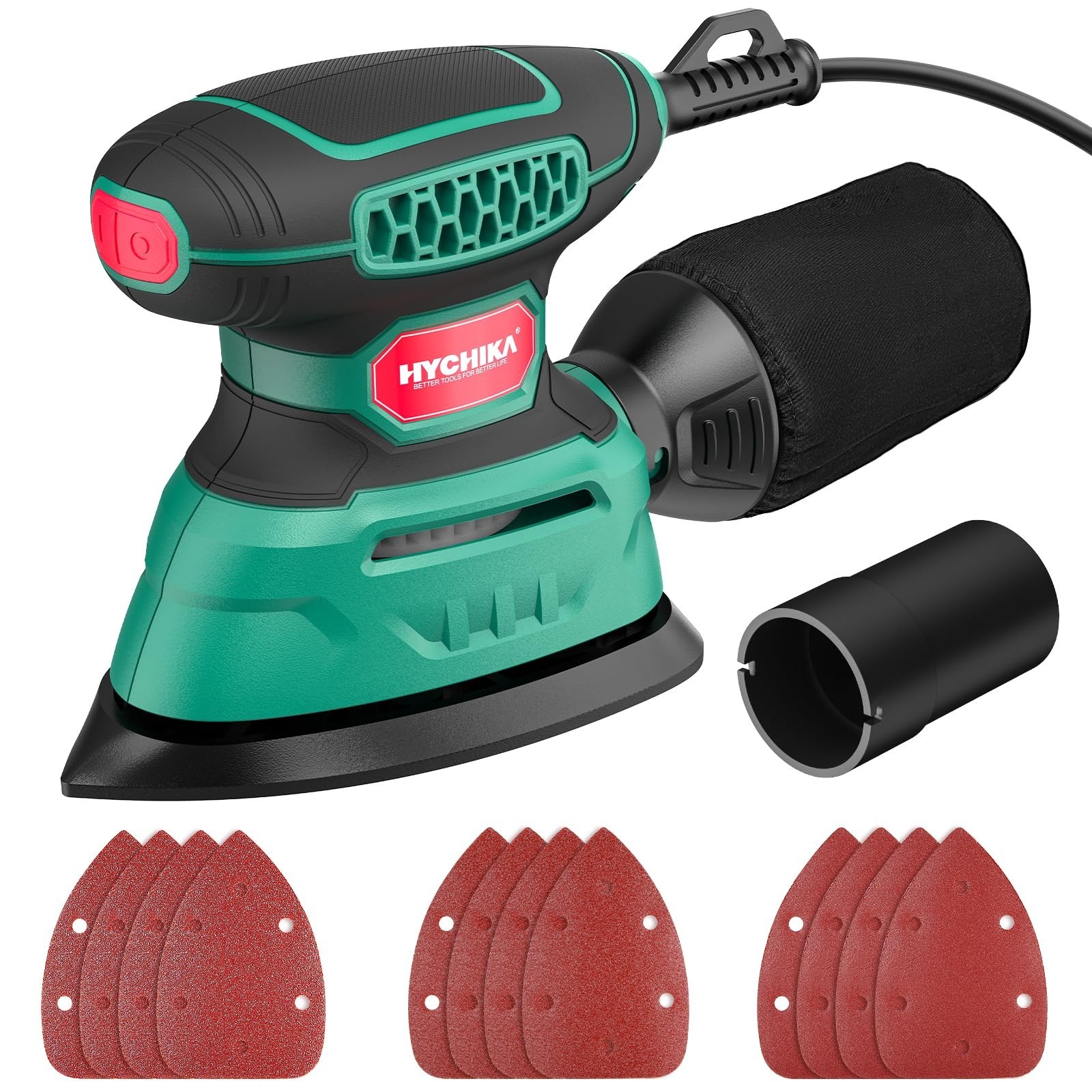 HYCHIKA Detail Sander Tool with Vacuum Attach, 13,000 OPM, 1.2A Electric Palm...
