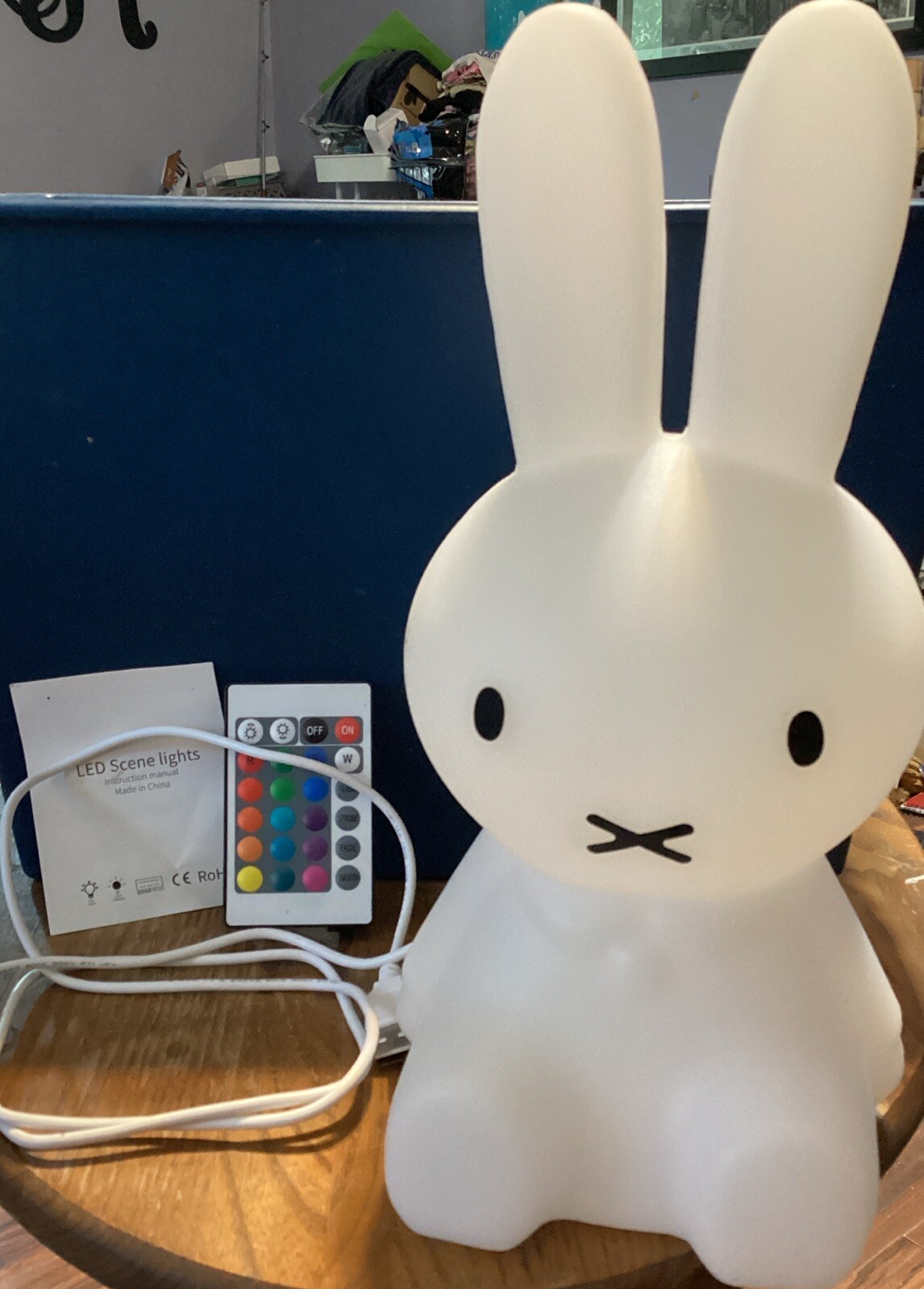 Bunny Rabbit Night Light Color Changing With Remote White Long Ears LED