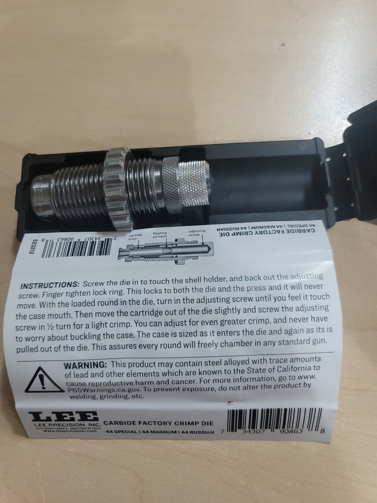 Lee Precision Carbide Factory Crimp Die, 44 Mag, 44 Spl mpn 90863